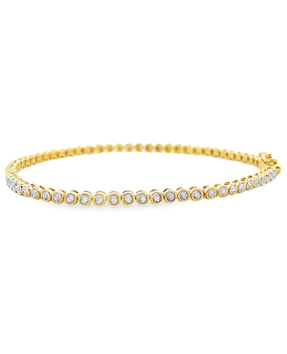 14K Yellow Gold Illusion Set Tennis Bracelet with Diamonds 0.32 Carats