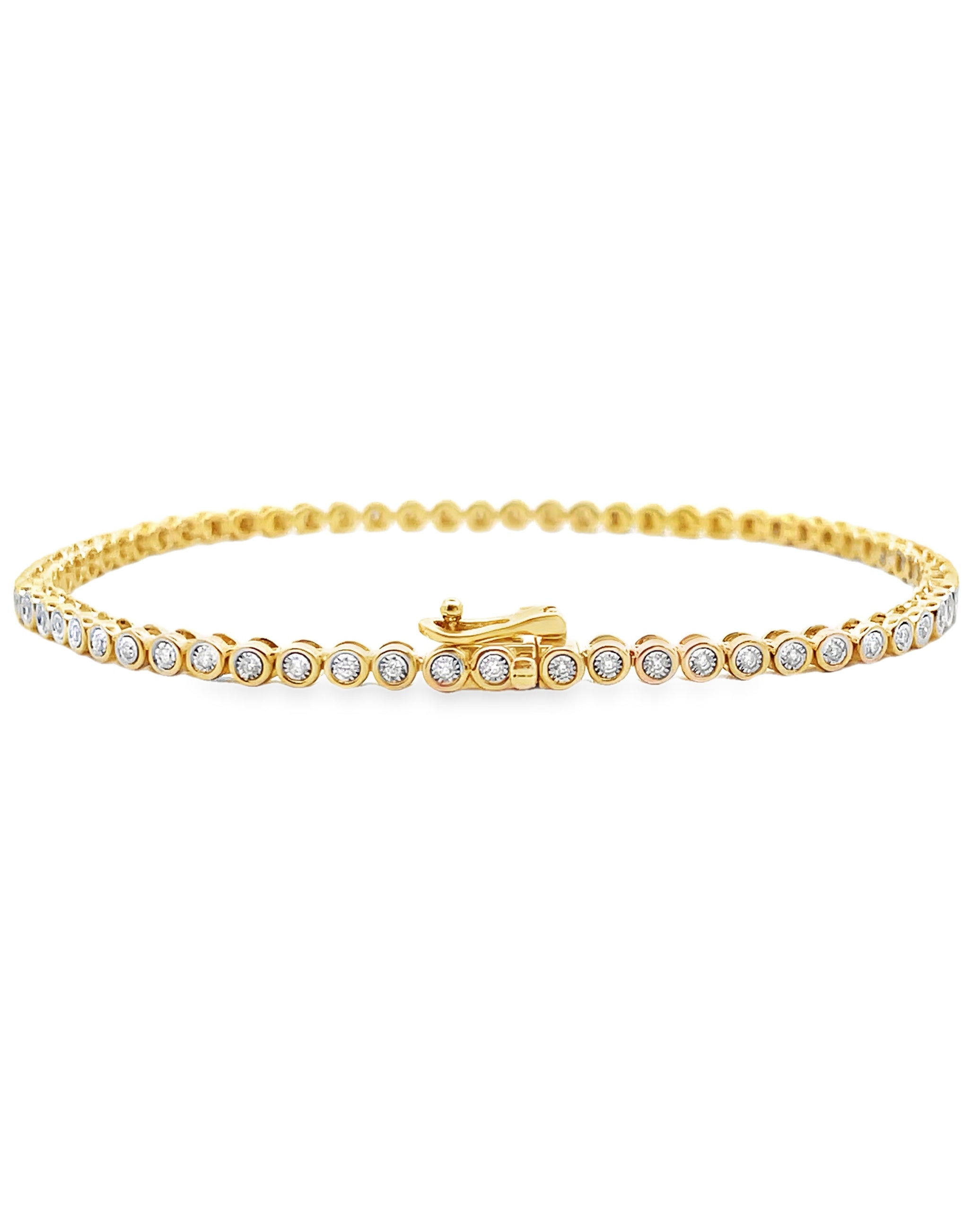 14K Yellow Gold Illusion Set Tennis Bracelet