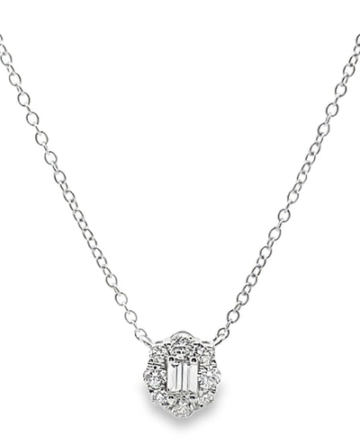 18K White Gold Diamond Pendant Necklace