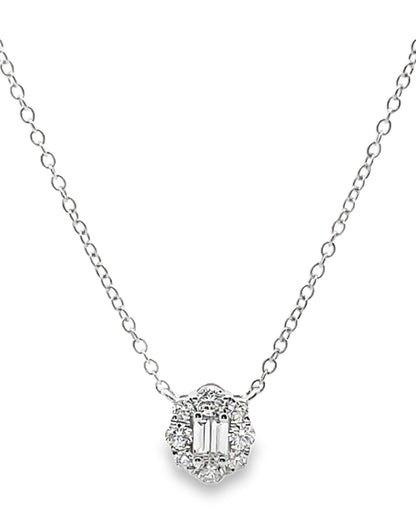 18K White Gold Diamond Pendant Necklace