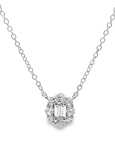 18K White Gold Diamond Pendant Necklace