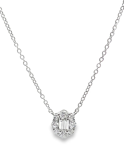 18K White Gold Diamond Pendant Necklace