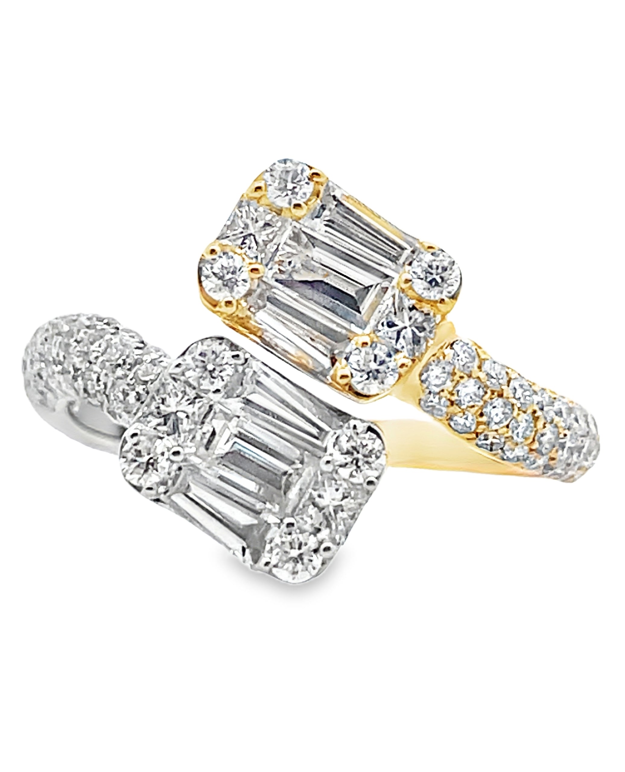 18K Yellow & White Gold Diamond Bypass Ring