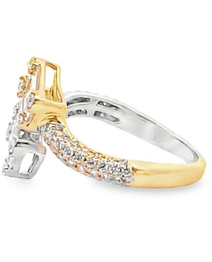 18K Yellow & White Gold Diamond Bypass Ring