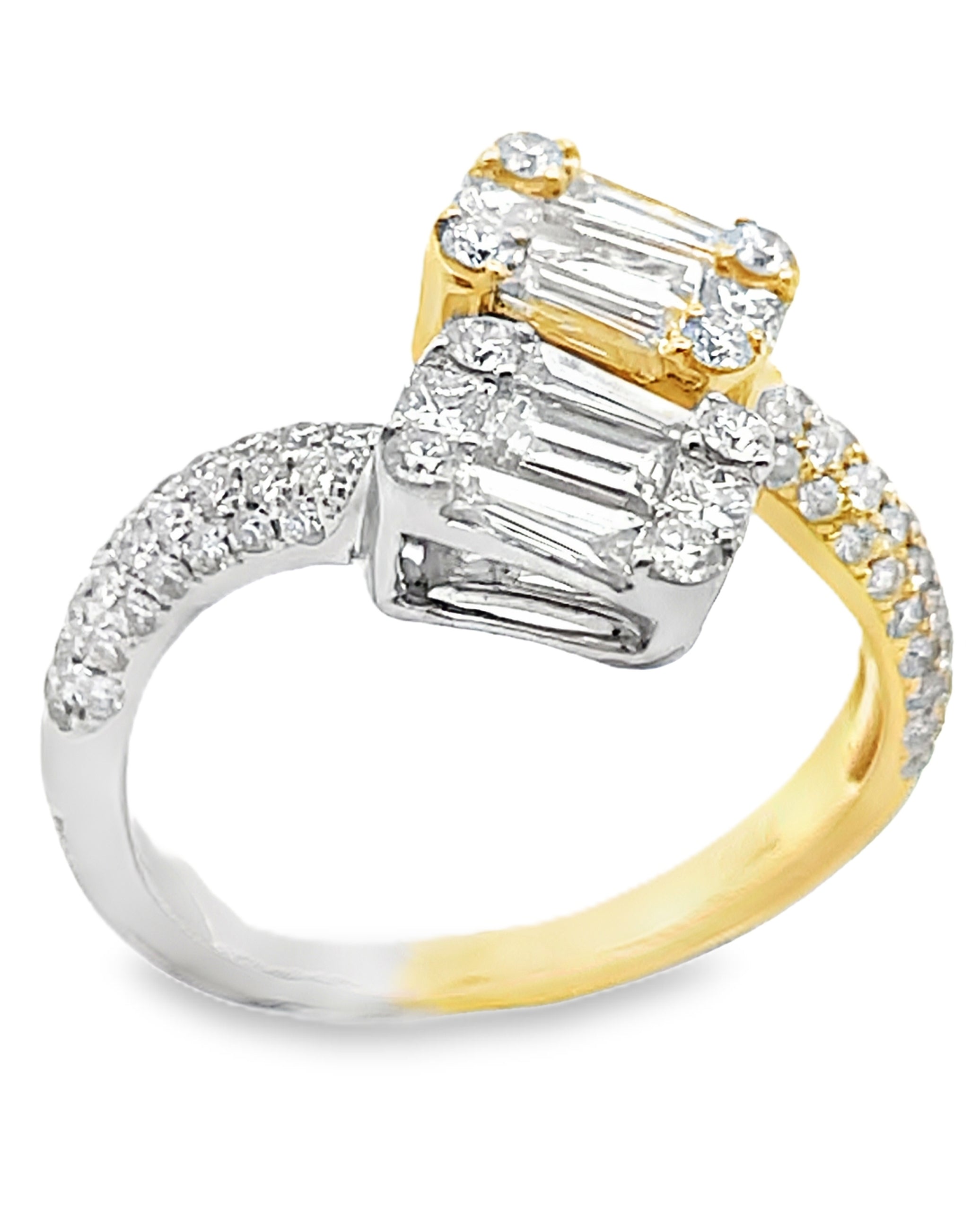 18K Yellow & White Gold Diamond Bypass Ring