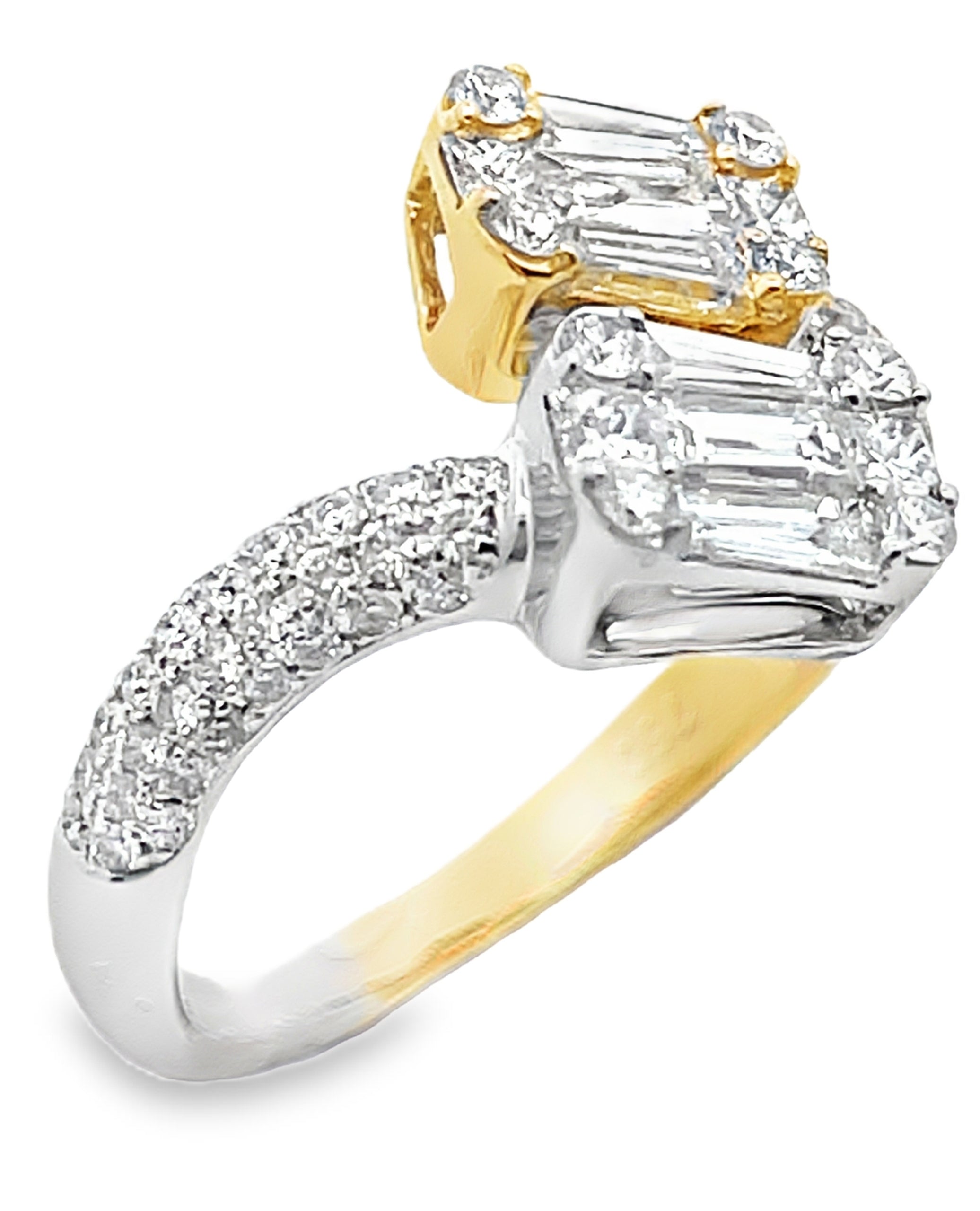 18K Yellow & White Gold Diamond Bypass Ring
