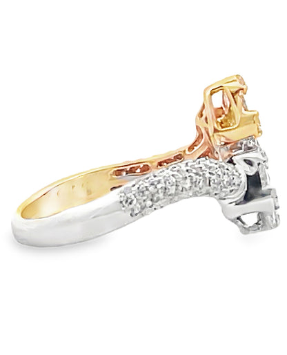 18K Yellow & White Gold Diamond Bypass Ring