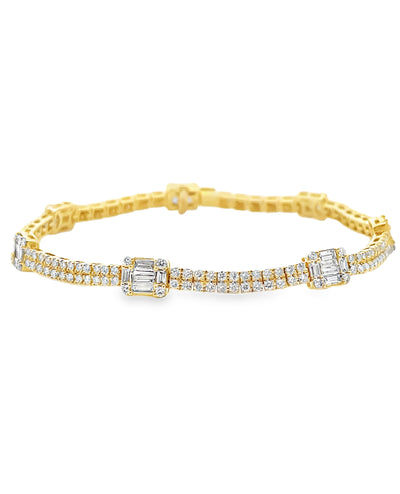 14K Yellow Gold Diamond Tennis Bracelet