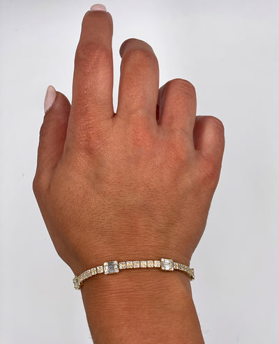 14K Yellow Gold Diamond Tennis Bracelet