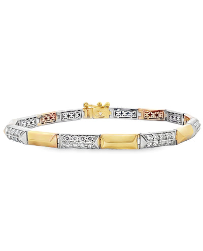 Allison Kaufman 14K Yellow and White Gold Diamond Bracelet Alternating Two Tone