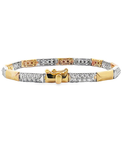 Allison Kaufman 14K Yellow and White Gold Diamond Bracelet Alternating Two Tone