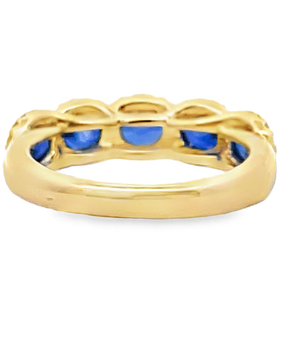 Allison Kaufman 14K Yellow Gold Oval Blue Sapphire and Diamond Band Ring