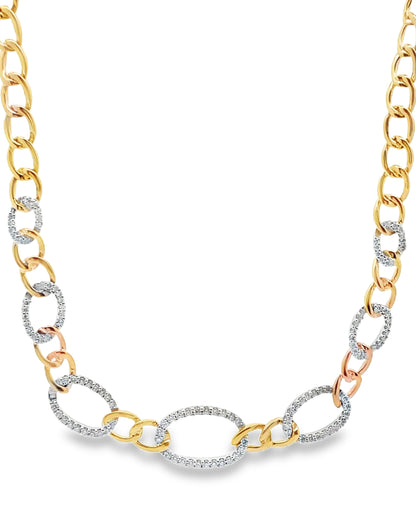 Allison Kaufman 14K Yellow & White Gold Diamond Chain Link Necklace