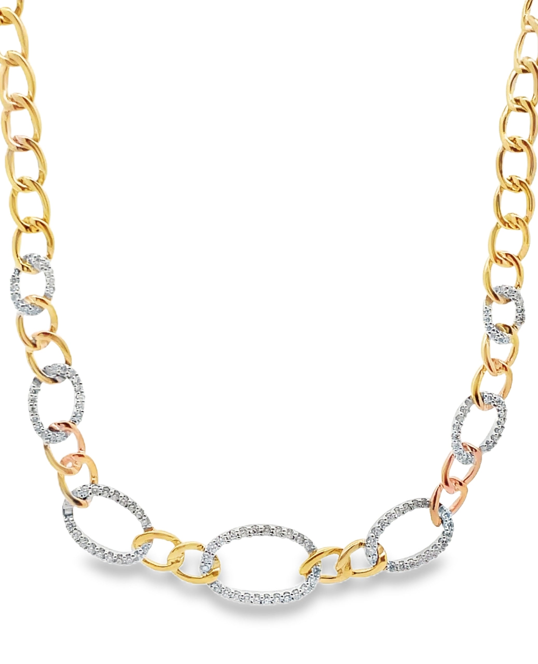 Allison Kaufman 14K Yellow & White Gold Diamond Chain Link Necklace