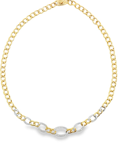 Allison Kaufman 14K Yellow & White Gold Diamond Chain Link Necklace