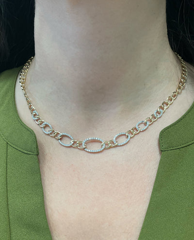 Allison Kaufman 14K Yellow & White Gold Diamond Chain Link Necklace