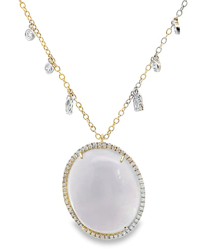 Meira T N10657/YC 14K Yellow Gold Opal & Diamond Pendant Necklace