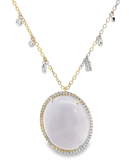 Meira T. 14K Yellow Gold Opal & Diamond Pendant Necklace