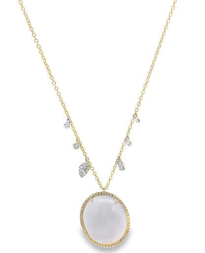 Meira T. 14K Yellow Gold Opal & Diamond Pendant Necklace