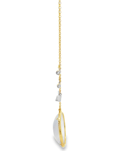 Meira T N10657/YC 14K Yellow Gold Opal & Diamond Pendant Necklace