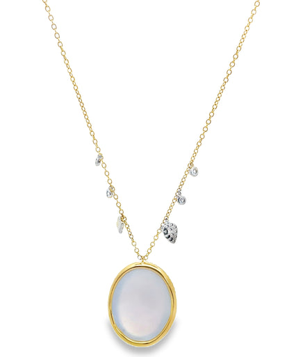 Meira T. 14K Yellow Gold Opal & Diamond Pendant Necklace