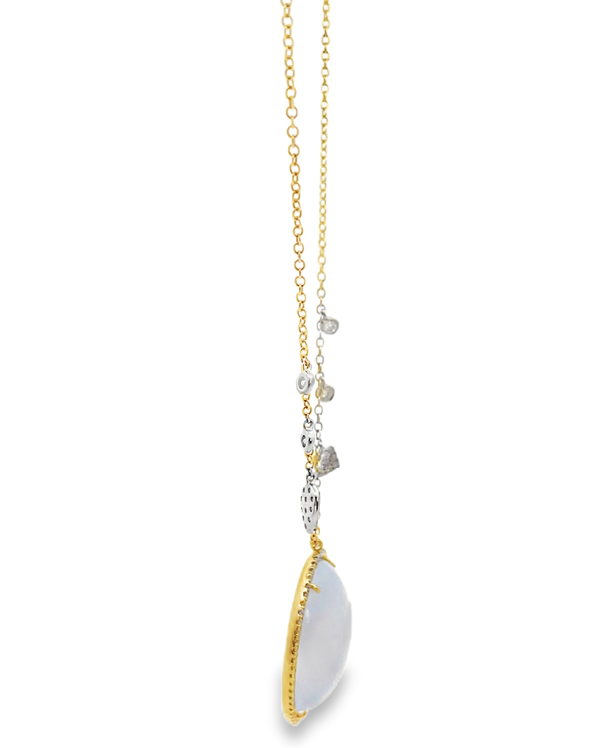 Meira T. 14K Yellow Gold Opal & Diamond Pendant Necklace