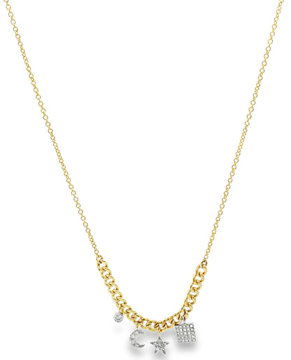 Meira T. 14K Gold Star & Moon Charm Necklace