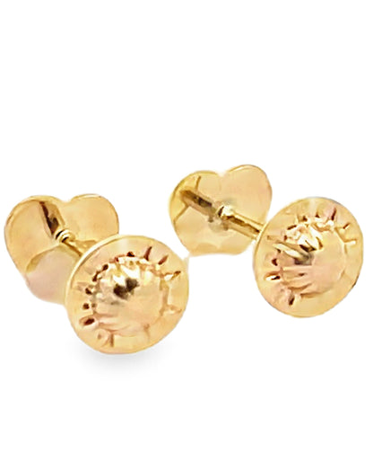 14K Yellow Gold Mini Mother Of Pearl Heart Earrings