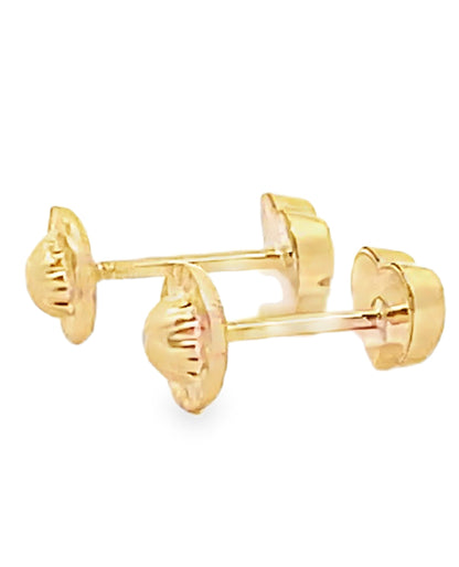 14K Yellow Gold Mini Mother Of Pearl Heart Earrings