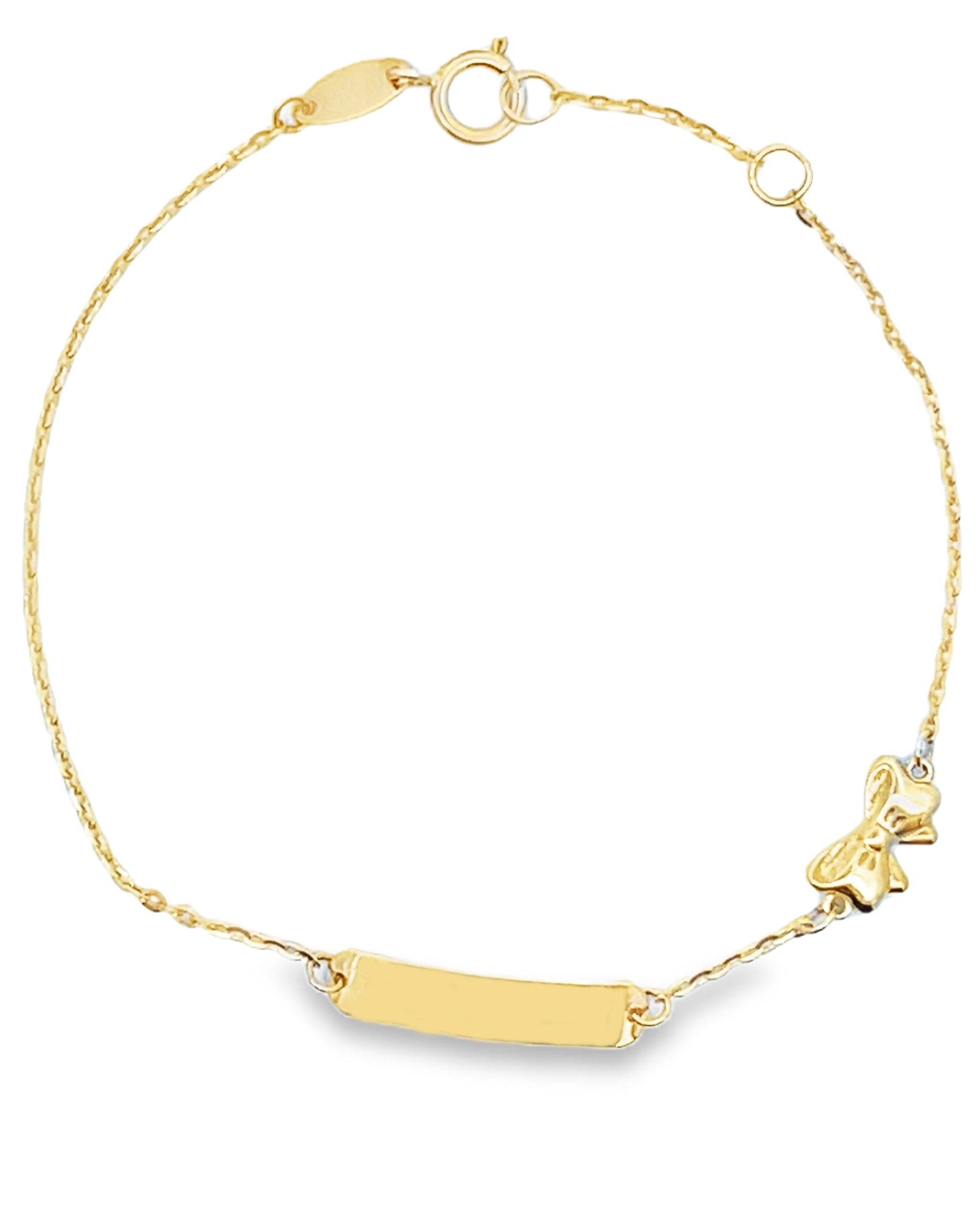 14K Yellow Gold ID Bracelet with Bow