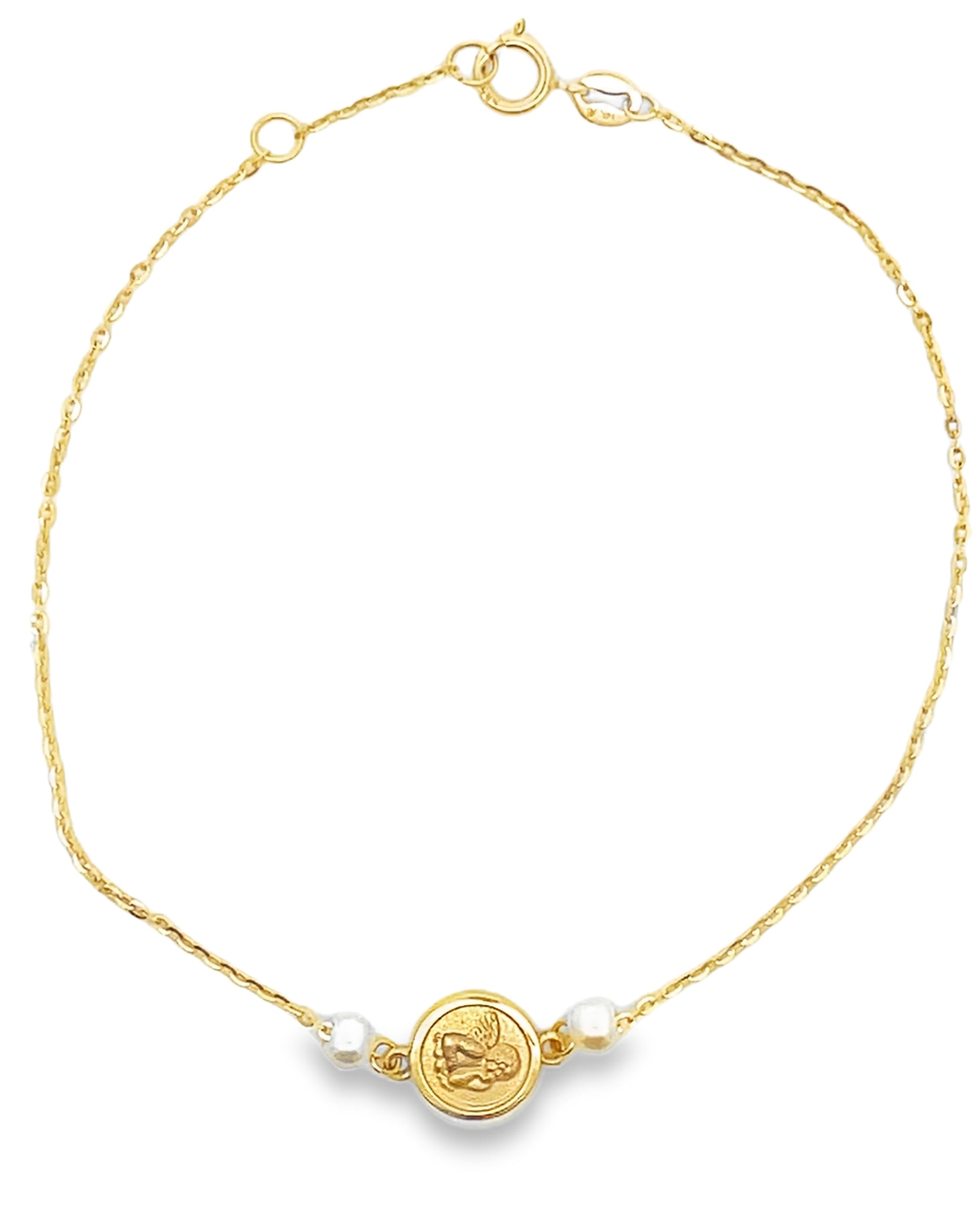 14K Yellow Gold Angel Medallion Bracelet