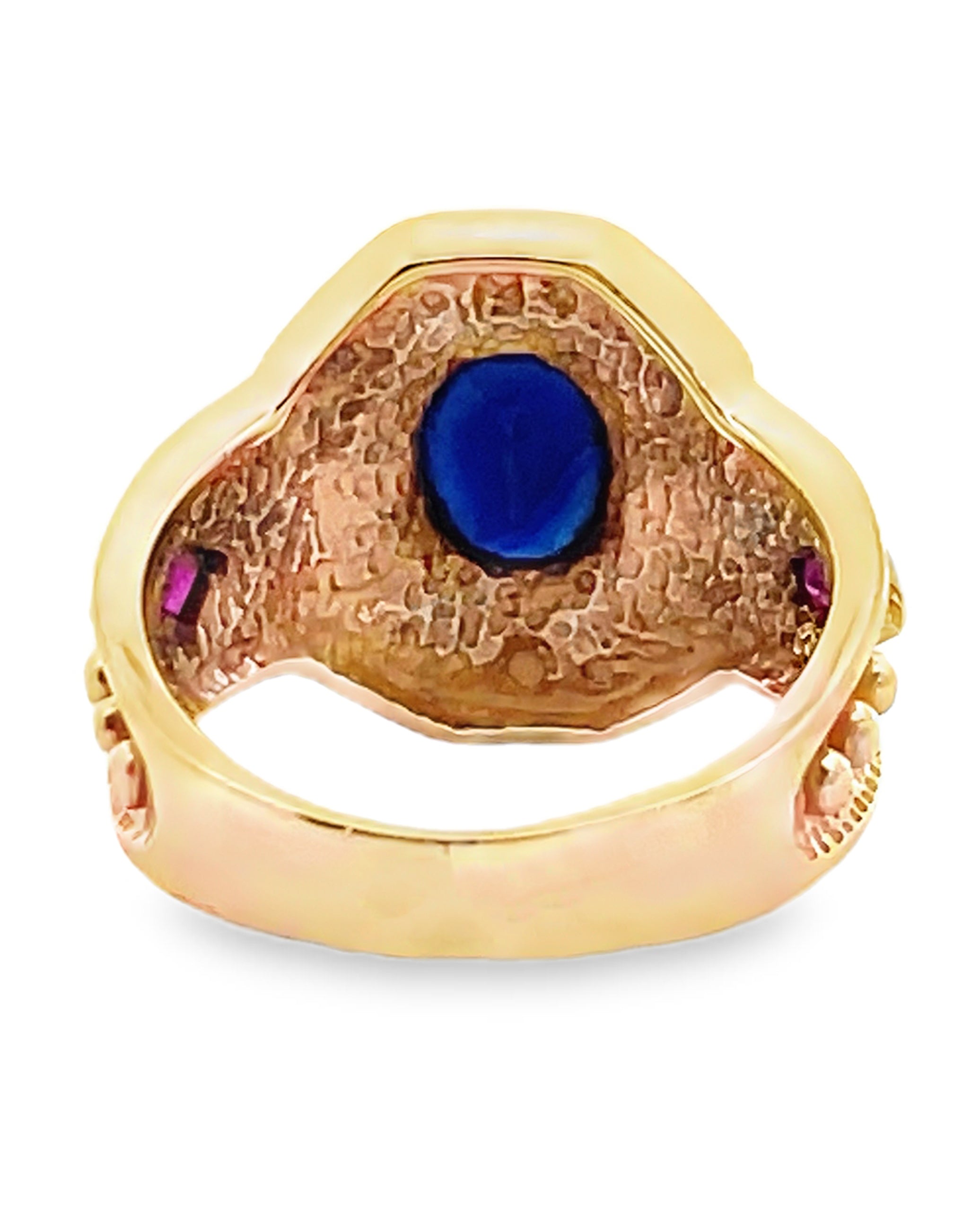18K Yellow Gold Sapphire & Ruby Ring