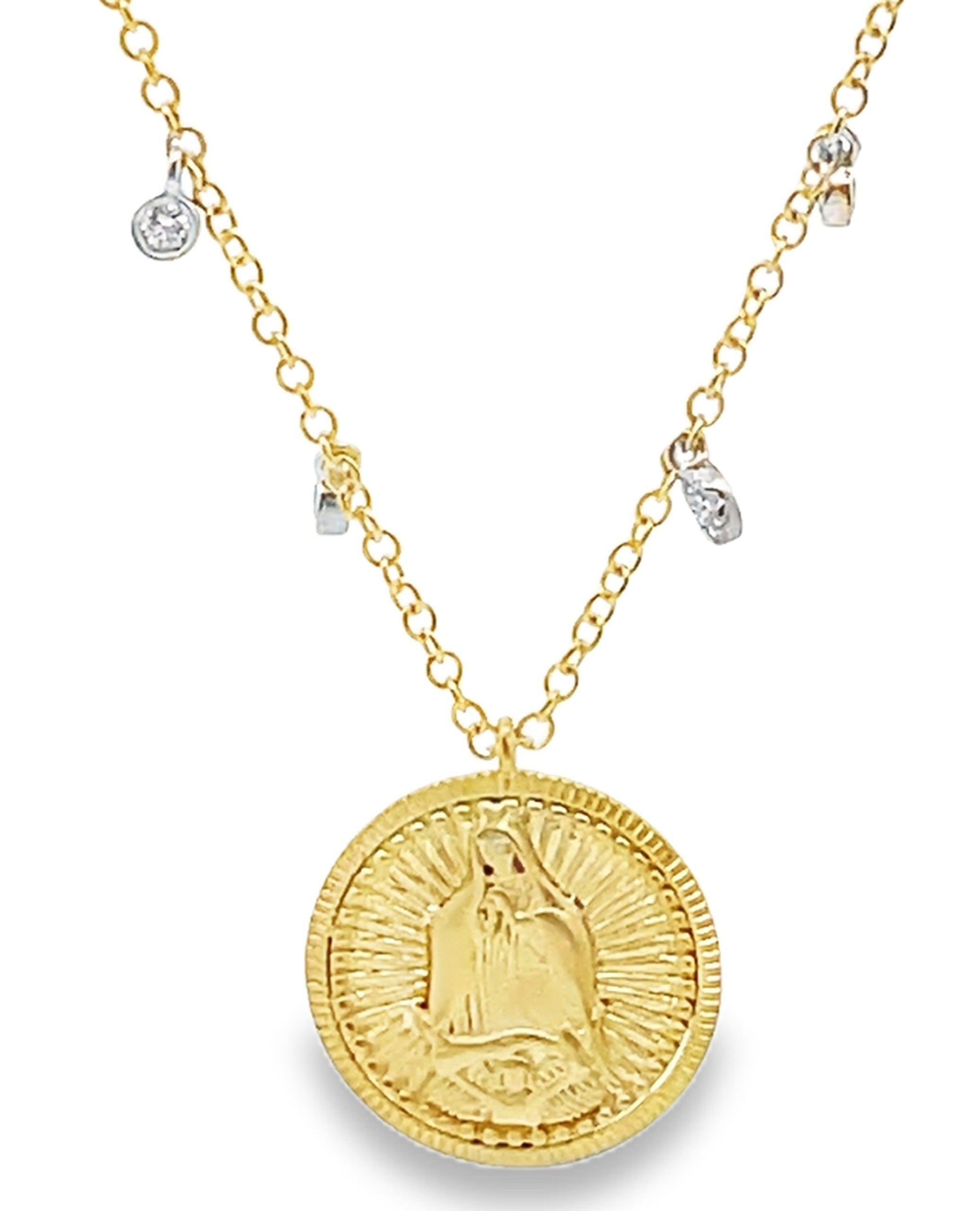 Meira T. 14K Yellow Gold Angel Medallion Necklace with Diamonds