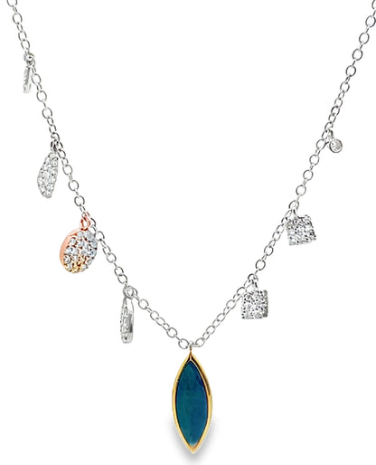 Meira T. 14K Gold Opal & Diamond Pendant Necklace