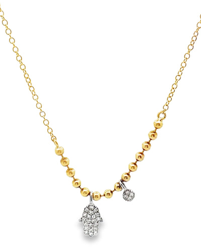 Meira T 14K Yellow Gold Mini Hand of God Pendant Hamsa Necklace