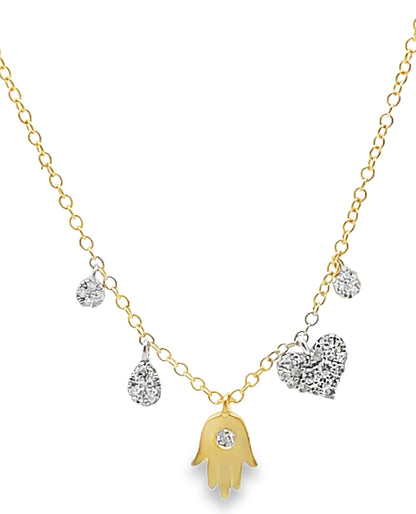 Meira T. 14K Yellow Gold Hand of God Diamond Necklace