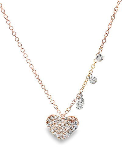 Meira T 1N8303/TP 14K Rose Gold Diamond Heart Pendant Necklace