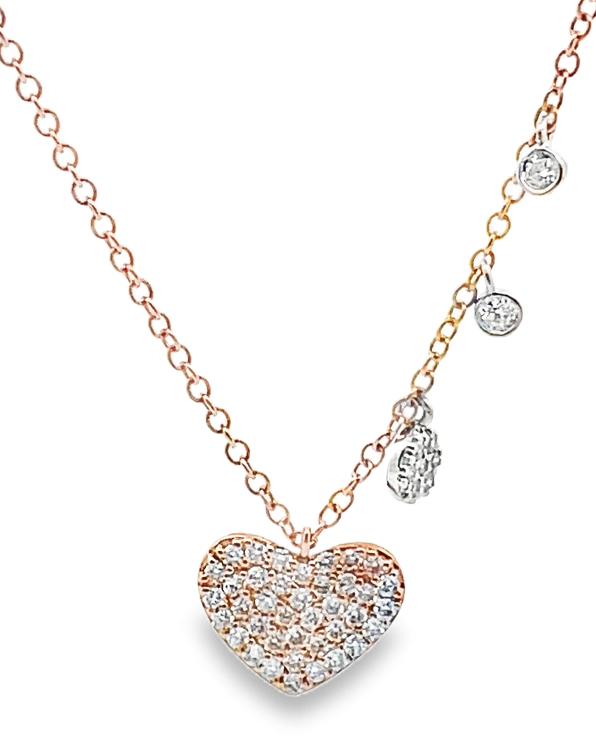 Meira T 1N8303/TP 14K Rose Gold Diamond Heart Pendant Necklace