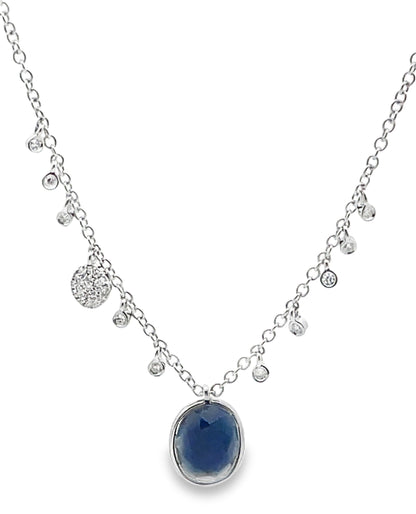 Meira T. 14K White Gold Sapphire & Diamond Pendant Necklace