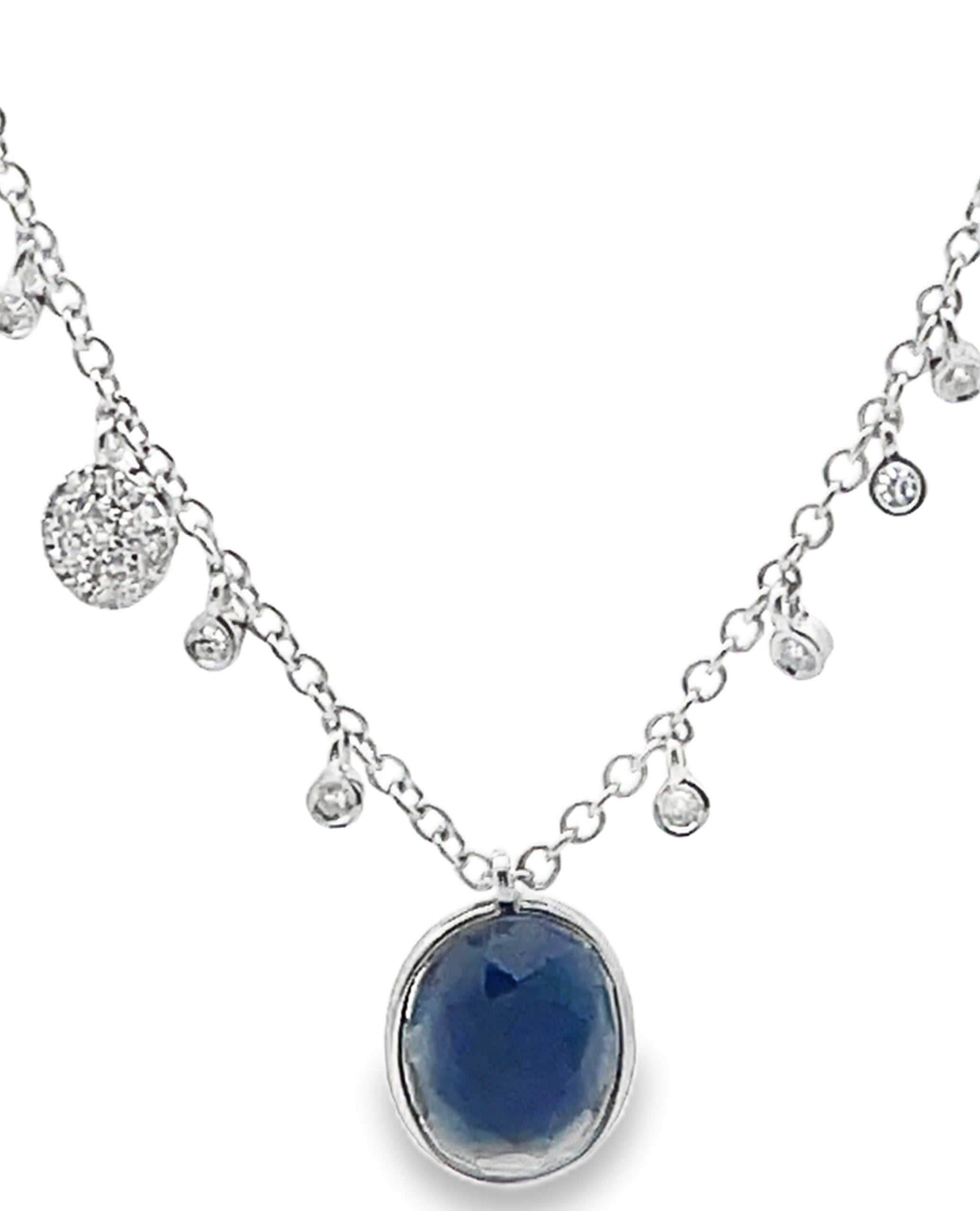 Meira T. 14K White Gold Sapphire & Diamond Pendant Necklace
