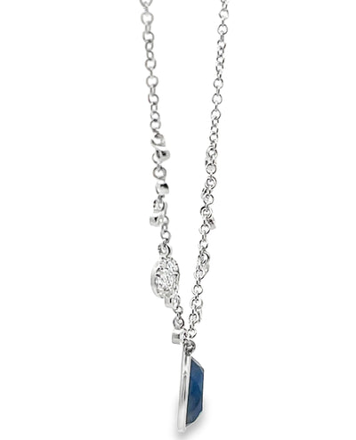 Meira T N15740/WB 14K White Gold Sapphire & Diamond Pendant Necklace