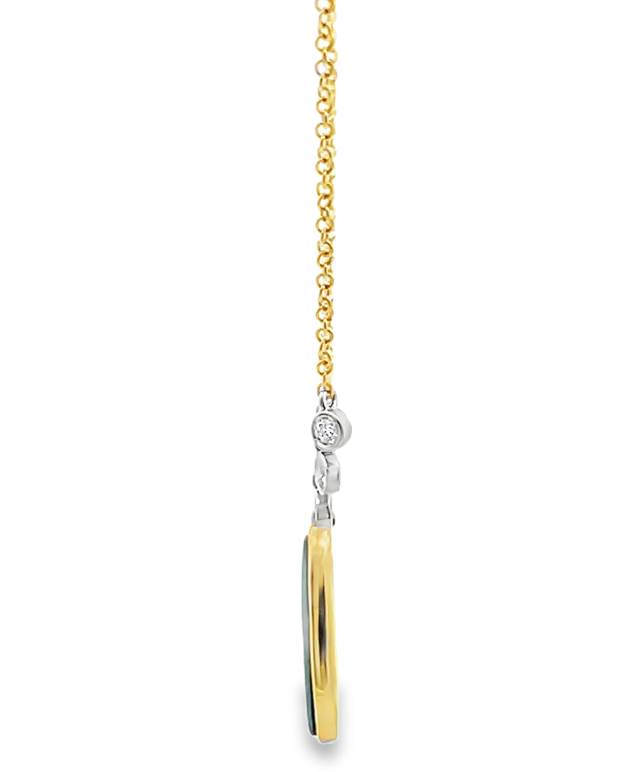 Meira T. 14K Yellow Gold Opal & Diamond Pendant Necklace