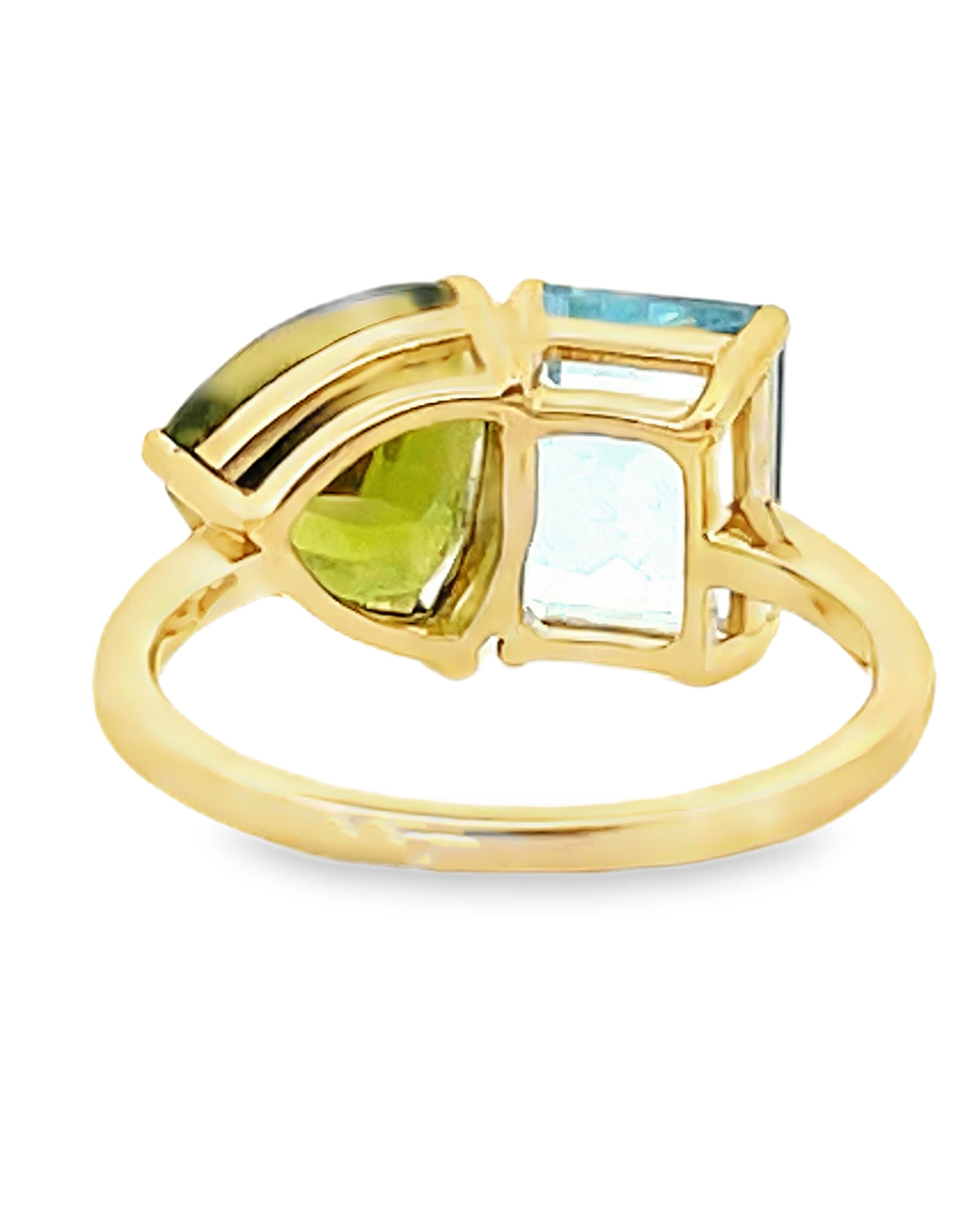 Meira T. 14K Yellow Gold Aquamarine & Peridot Ring
