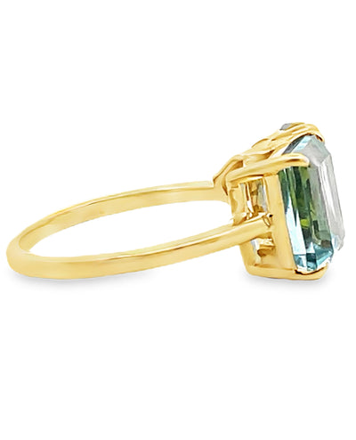 Meira T R10027/YG 14K Yellow Gold Aquamarine & Peridot Ring