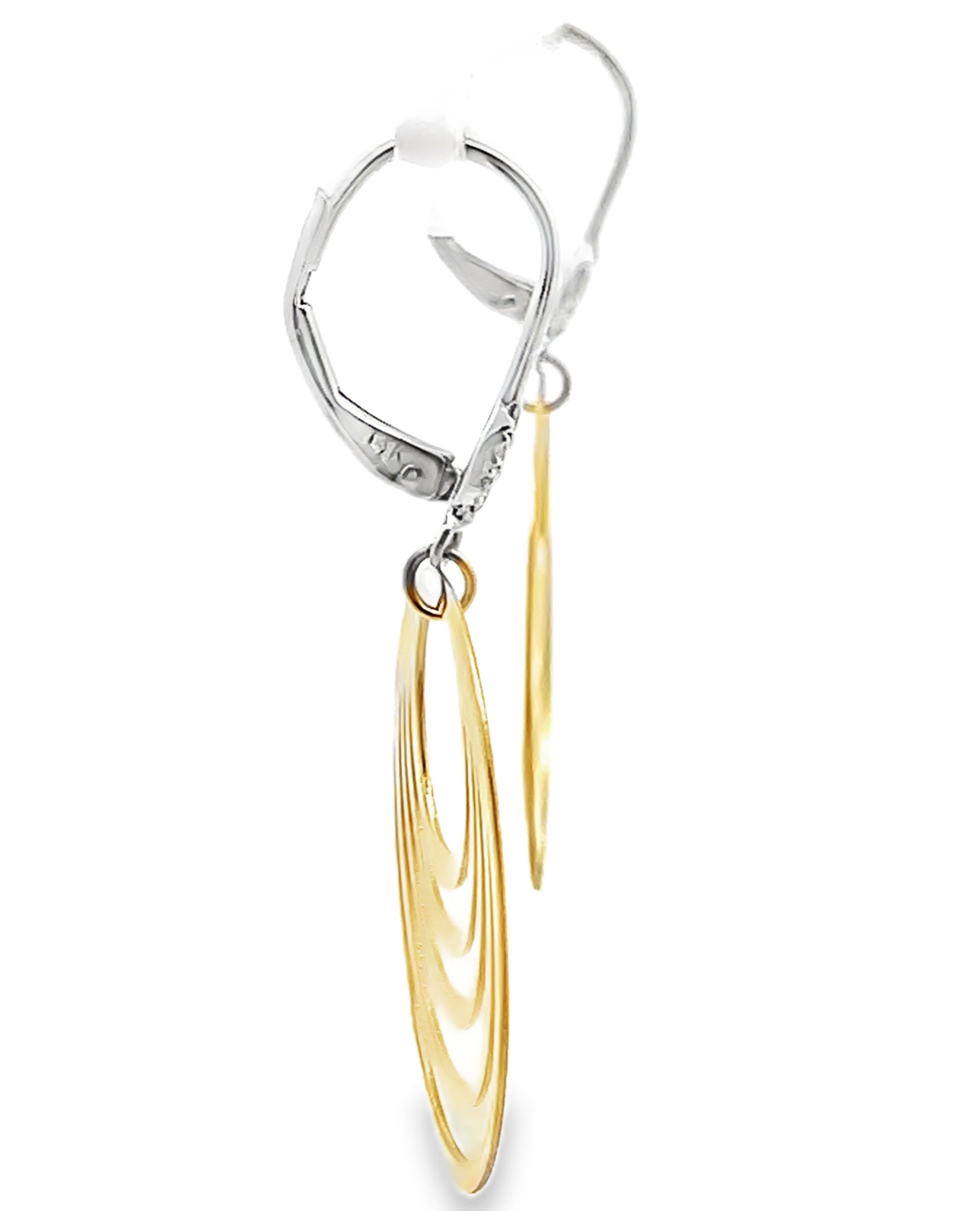 Meira T. 14K Two Tone Gold Dangle Earrings with Diamonds