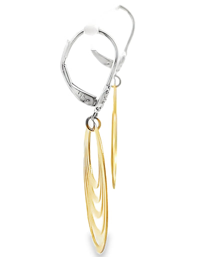 Meira T. 14K Two Tone Gold Dangle Earrings with Diamonds