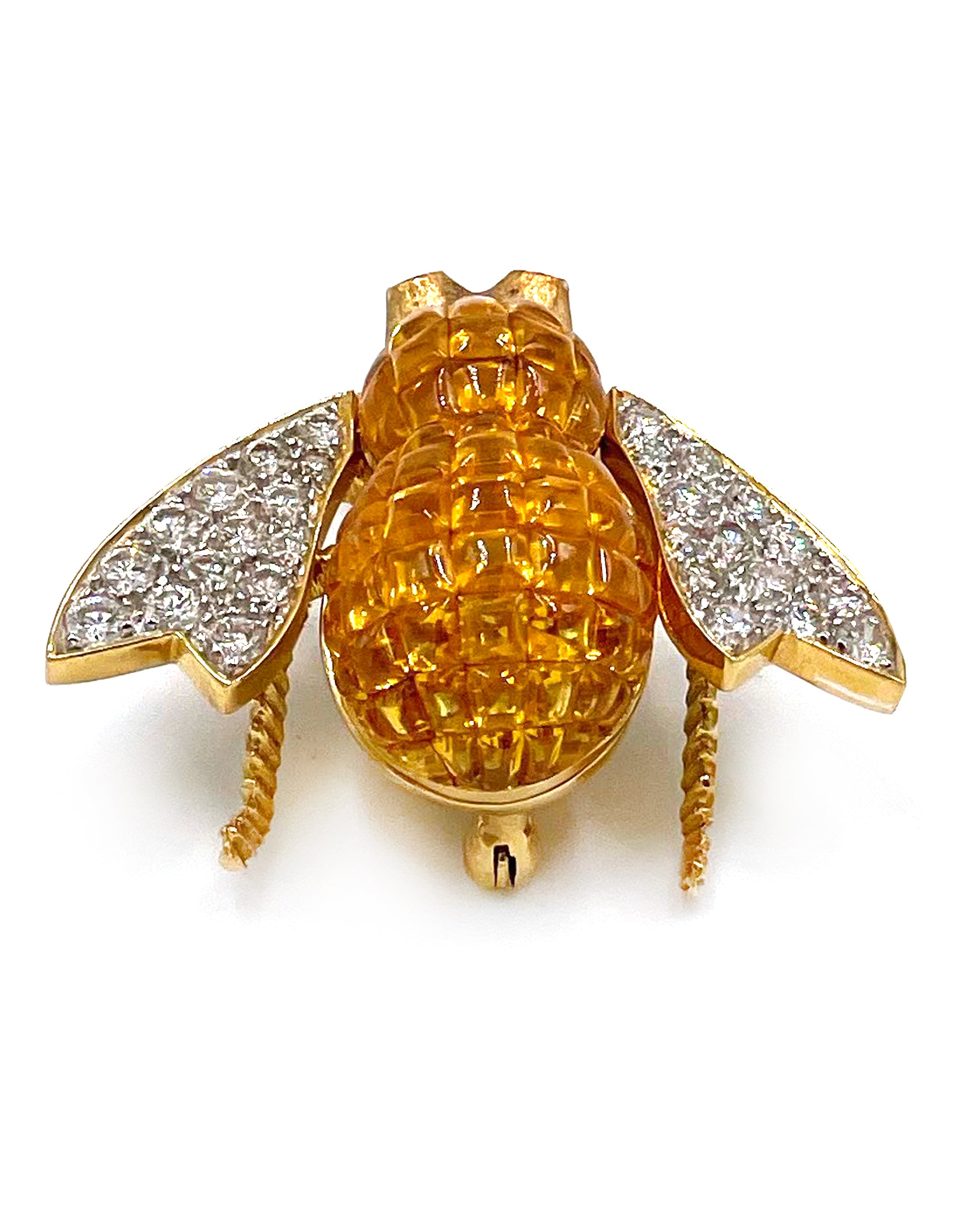 Pre-owned Beautiful 18K Yellow Gold Sapphire Bee Pin