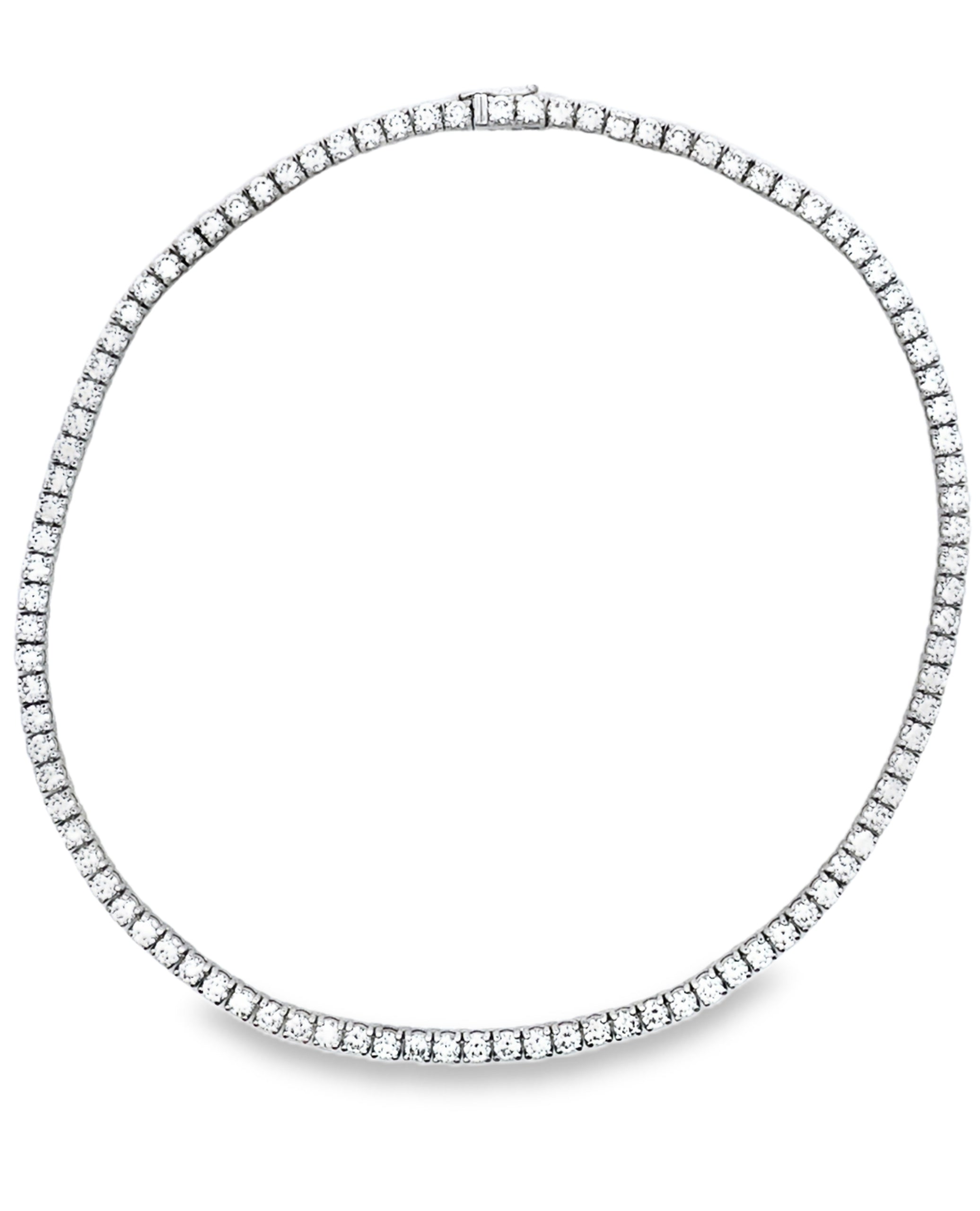 14K White Gold 24.25 Carat Lab Grown Tennis Necklace