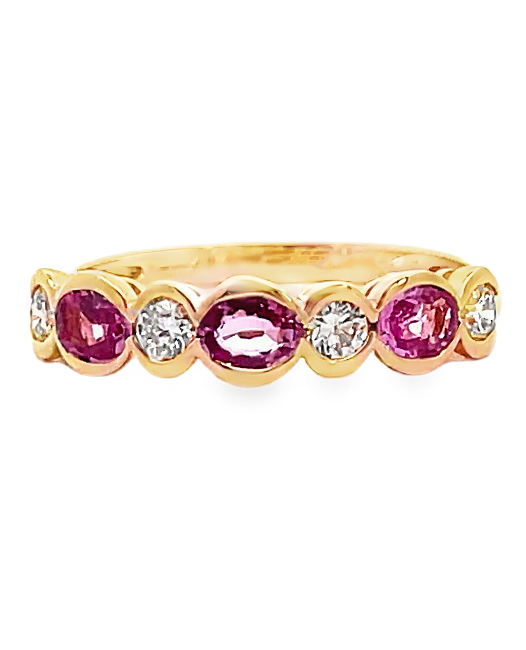 14K Yellow Gold Pink Sapphire & Diamond Ring