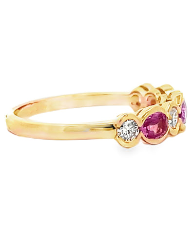 14K Yellow Gold Pink Sapphire & Diamond Ring